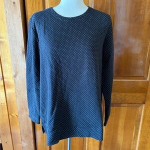 Land’s End Long Sleeve Black & White Polka Dot Blouse